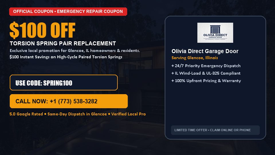 Olivia Direct Garage Door $100 OFF Dual Torsion Spring Replacement